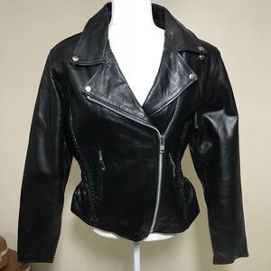 Hoy Leather Black Riding Leather Motorcycle Women Jacket by Hot Leathers sz M